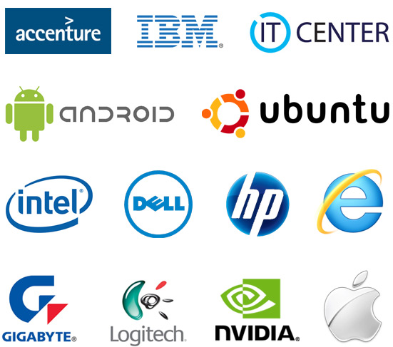 przykłady i wzory logotypów z branży IT i informatycznej