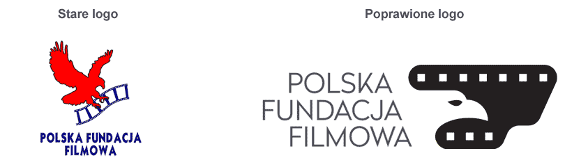 Przeszłe i obecne projekty logo Polskiej Fundacji Filmowej