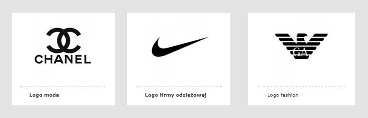 przykłady różnych logotypów firm odzieżowych