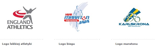 Przykłady logo lekkiej atletyki, biegu i maratonu