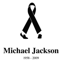 znak Michael Jackson z czarną wstążką