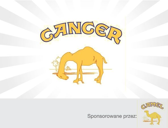 Sparodiowane logo Camel z napisem Cancer