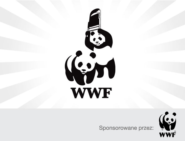 Parodia logo WWF z dwiema pandami