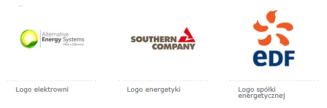 przykłady logotypów elektrowni i spółek energetycznych
