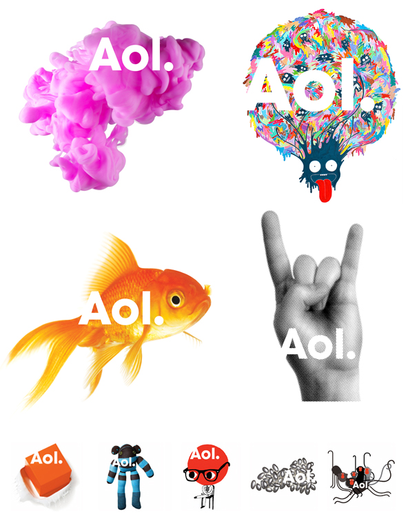 różne przedstawienie loga AOL