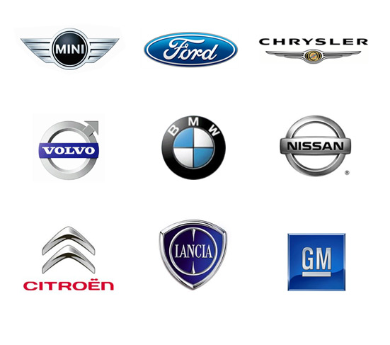 Logo BMW, Volvo i innych marek