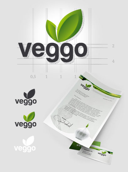 Znak Veggo na materiałach drukowanych