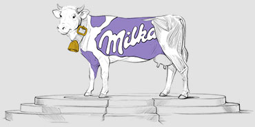 Logo firmowe Milki z podkreślonym kolorem fioletowym